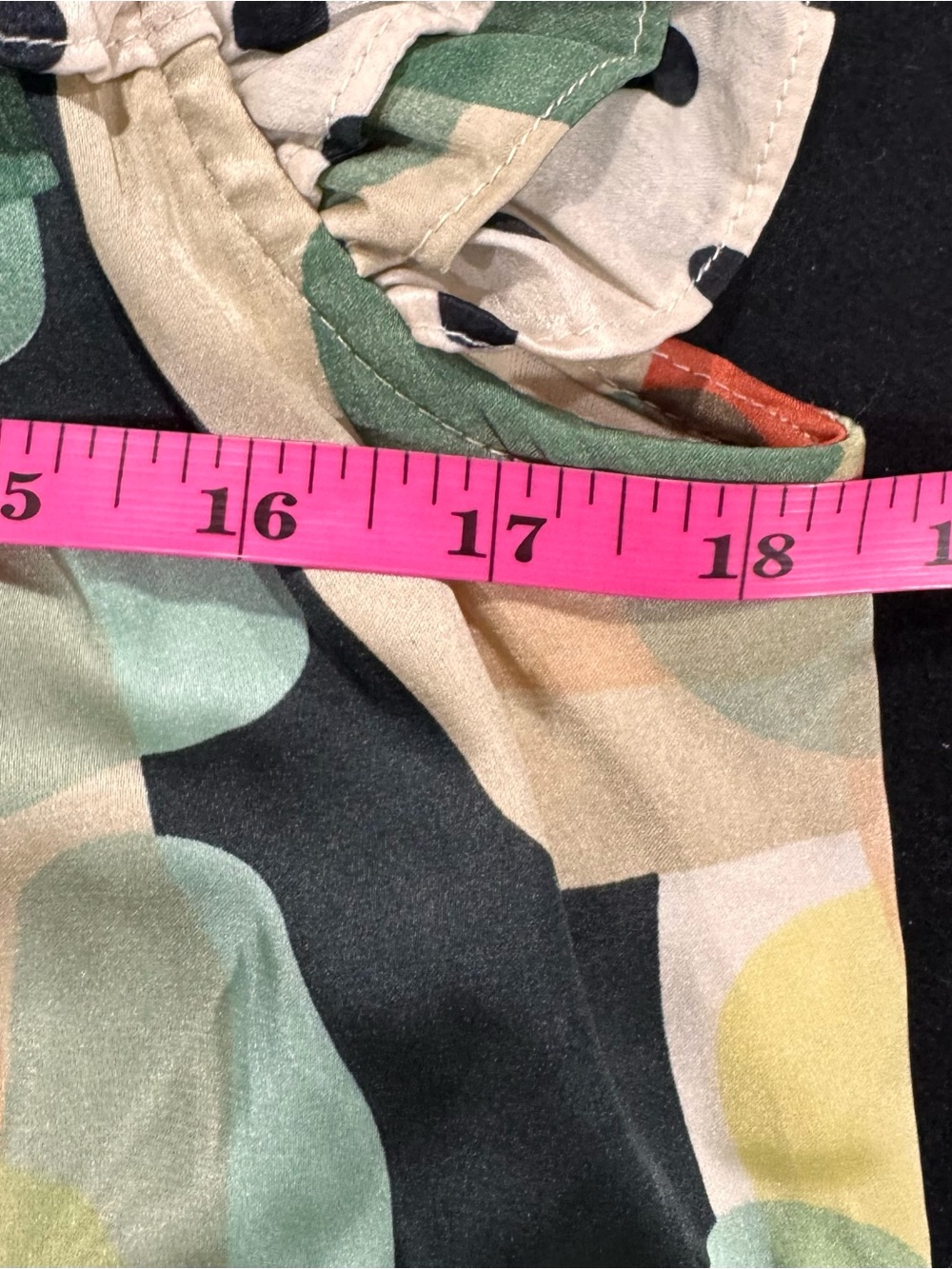 Geometric Ruffle-Sleeve Blouse - Green Multi - Picture 10 of 11